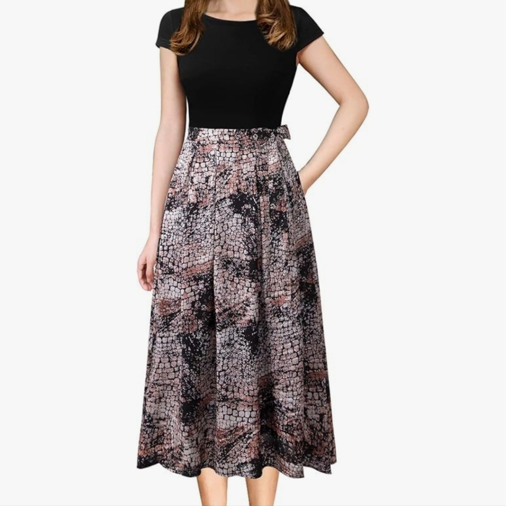 Black and Pink A-Line Skirt